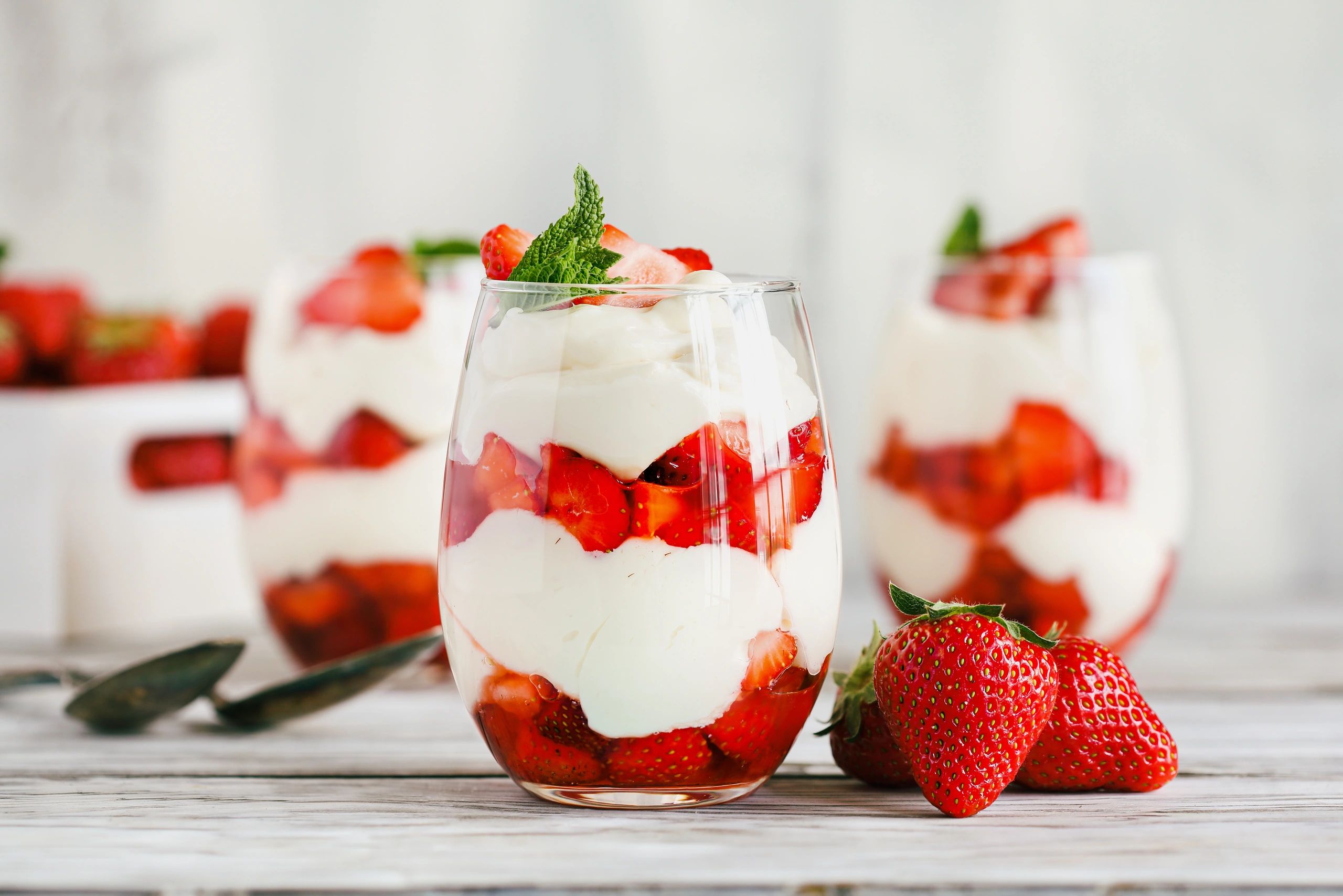 Parfait de fresas con crema