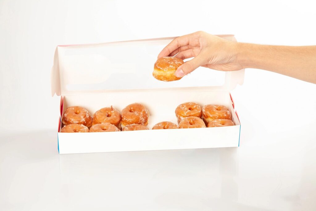 Box of twelve mini glazed brioche gourmet donuts